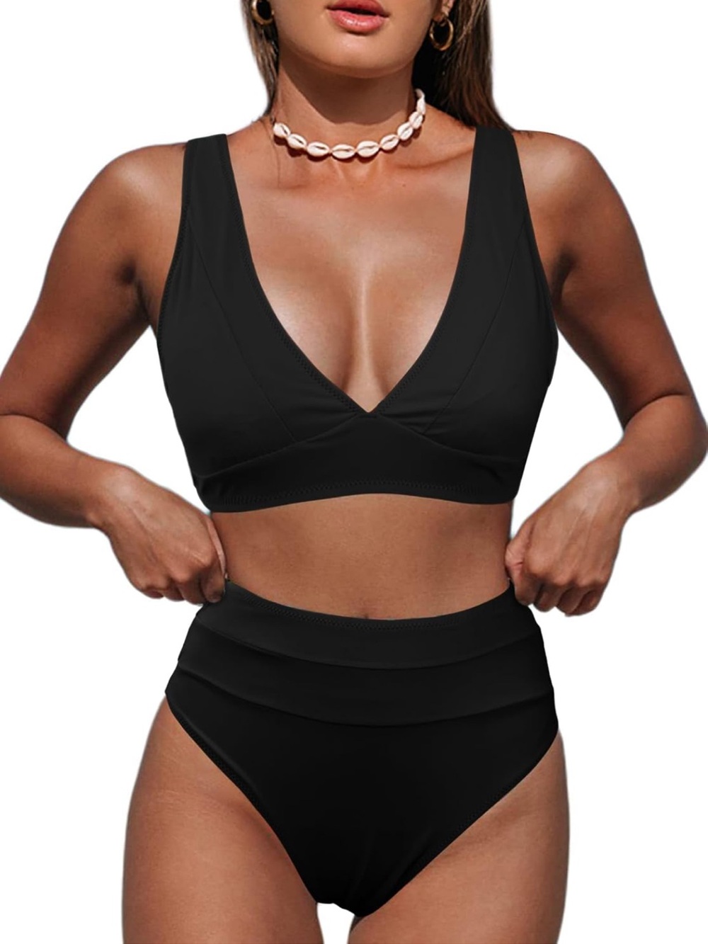 Hilinker  Bikini Sets V Neck High Waisted Swimsuit 2 Piece S. 2419/bb11-1